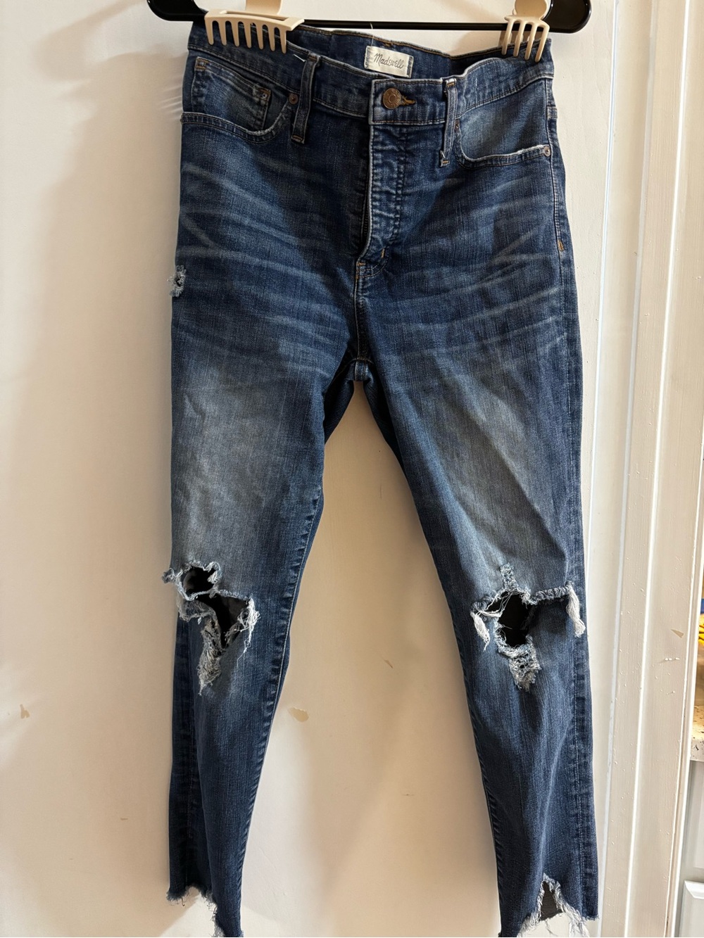 Madewell Dark Blue Distressed Skinny Jeans